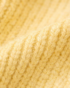 Buy Mens Yellow Ribbed Knit Hoodie Sweater Winter Warm Pullover Long Sleeve Yellow Casual Streetwear Knitwear Soft Cozy Top - Product Image 5