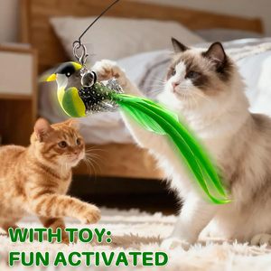 Jouets interactifs pour chats en forme d'oiseau, personnalisables en usine, en stock, avec plumes simulées, bâton de chatouillage pour chats - Product Image 6