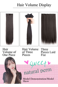 Juego de 3 Extensiones de Cabello con Clip, Lisas, Sintéticas, Resistentes al Calor, de Fibra, Tipo Cortina - Product Image 6