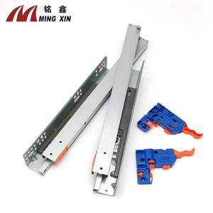 Ming Xin Three Section Concealed <b>Drawer</b> <b>Slides</b> 1.8mm Cold Rolled Steel Soft Closing For Wardrobes Cabinets - Product Image 1