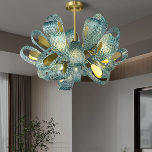 Lampadario in Vetro Artistico di Lusso/Accessori in Vetro Blu Pavone/Lampada di Alta Gamma per <span class=keywords><strong>Sala</strong></span>/Soggiorno/Lampada per Progetti Alberghieri - Product Image 1