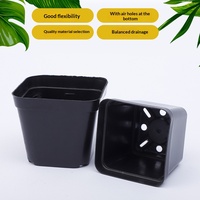 Fournitures de jardinage, petit pot carré noir pour plantes succulentes, plastique recyclé, économie d'eau, respirant