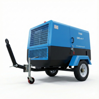 Compresseur d'air diesel mobile 185 CFM monté sur remorque pour le service de location d'équipements, la construction générale et l'utilisation industrielle