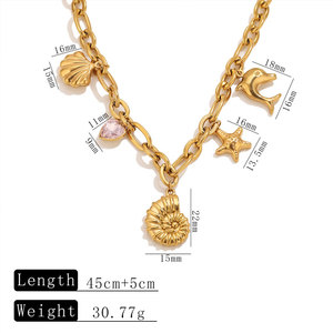 Collares de Moda Hawaiana de Verano, Joyería de Acero Inoxidable 316L, Collar de Concha Marina Chapado en Oro de 14k y 18k para Mujer - Product Image 5