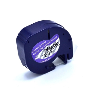 <span class=keywords><strong>Cintas</strong></span> de Etiquetas Transparentes de Plástico <span class=keywords><strong>Letratag</strong></span> Compatibles con <span class=keywords><strong>Dymo</strong></span> 16952 16951 12267 12268, 12 mm x 4 m, Negras sobre Transparente - Product Image 1