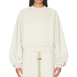 <span class=keywords><strong>Sudadera</strong></span> Corta de Mujer 2026 Color Avena con Manga Raglán, Forro Polar Grueso, Estilo Urbano Esencial, Venta Directa de Fábrica OEM/ODM - Product Image 3