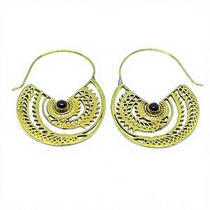 Boucles d'oreilles en pierre naturelle personnalisée, pour un style bohème, en laiton, livraison gratuite en inde - Product Image 1