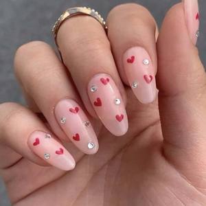 <span class=keywords><strong>Faux</strong></span> ongles en amande pour la Saint-Valentin, fournisseur, faits à la main, strass, cœur rouge, amande, marque privée, ongles à <span class=keywords><strong>coller</strong></span> pour femmes - Product Image 2