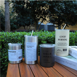 20oz boisson chaude froide bureau à domicile tasses isolées en acier inoxydable tasse de voyage en vrac à double paroi avec paille - Product Image 2