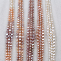 Perles d'eau douce naturelles de forme riz, couleurs mélangées blanc, rose, violet, 4-9 mm, certifiées par un tiers, vente en gros