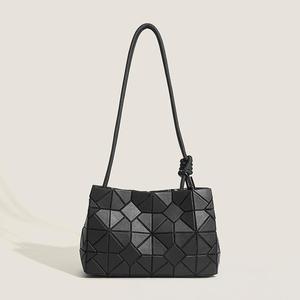 Custom Logo Draagbare Pu Handtas Lady Luxe Vintage Stijl <span class=keywords><strong>Geomotry</strong></span> Fold Winkelen Draagtas Voor Vrouwen