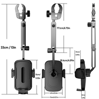 Soporte para iPad y Teléfono Móvil para Espejo Retrovisor con Brazo Telescópico y Altura Ajustable para el Tablero del Automóvil, Aleación de Aluminio