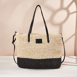 Nuova <span class=keywords><strong>Borsa</strong></span> da Spiaggia da Donna in Paglia Intrecciata con Chiusura a Cerniera, <span class=keywords><strong>Tre</strong></span> Cinghie, Grande Capacità, Porta Documenti Interno, <span class=keywords><strong>Borsa</strong></span> a Spalla - Product Image 4