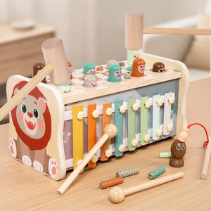 Jouet en bois Montessori pour bébé, jeu de frappe et de percussion pour les 1-3 ans, avec <span class=keywords><strong>xylophone</strong></span> et jeu de pêche - Product Image 3