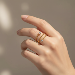 Anillo Espiral Ajustable Minimalista de Acero Inoxidable Chapado en Oro de 18K con Circonita Brillante, Anillos Abiertos, Joyería Impermeable para Mujer - Product Image 6