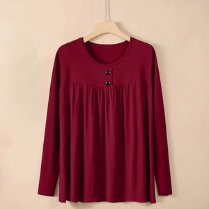 Plus Size Women Long Sleeve T-Shirt Round Neck Purple Soft Knit Top Spring Autumn <b>Base</b> <b>Layer</b> M 5XL - Product Image 5