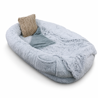 Lit pour animaux de compagnie en fausse fourrure, grand lit pour chien moelleux et duveteux avec rebord, lit orthopédique pour chien lavable en machine