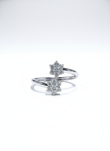Open Floral Diamond <b>Ring</b> Natural & Lab Grown Diamonds 925 <b>Silver</b> / 10KT 14KT 18KT <b>Adjustable</b> Wrap <b>Ring</b> - Product Image 2