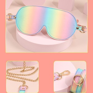 Ensemble de 8 pièces de matériel de Bondage en cuir arc-en-ciel coloré <span class=keywords><strong>Jeux</strong></span> pour adultes Jouets sexuels Bdsm avec menottes Sm Kit - Product Image 3