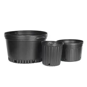 Wholesale 1 3 5 7 10 14 15 20 Gallon Inch Big Large Round Plant Planter Plastic Black Nursery Pot For Plants Nursery