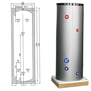 250L 300L 400L 500L 3kwEヒーター太陽熱交換器コイルボイラースパイラルフロア暖房圧力バッファー温水貯蔵タンク