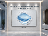 Art mural texturé 3D sculpté Paysage marin côtier Grotte Blanche, Cadre argenté, pour Atrium de hall d'hôtel de luxe et complexe hôtelier, Personnalisé, Vente en gros, OEM