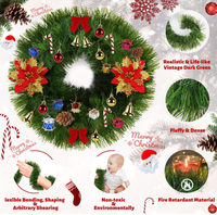 Weihnachtskugel-Glocken-Schleifen-Zuckerstangen-Ornamente Hängender Blumenkranz Künstliche Grün-Girlande für Heim Zimmer Weihnachtsbaum DIY Deko