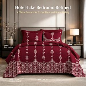 Juego de Ropa de Cama de Poliéster Estampado Rojo Oscuro, Elegante <span class=keywords><strong>y</strong></span> Lujoso, de 3 Piezas, en Tamaño Queen/King, para Dormitorio, Venta al Por Mayor de Boryard - Product Image 3