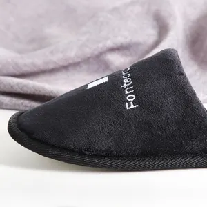 Luxury Disposable Slipper For Hotel And Spa Hotel Guest Slippers In Black