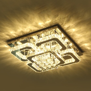 Plafonnier moderne en acier inoxydable et cristal avec LED, nouveau design carré, décoration intérieure pour hôtel, éclairage élégant - Product Image 4