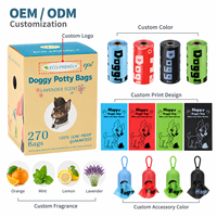 120 sacs à déjections canines, 8 rouleaux avec clip de fixation, 23x33cm, sacs à déchets pour animaux de compagnie en HDPE, emballés en boîte