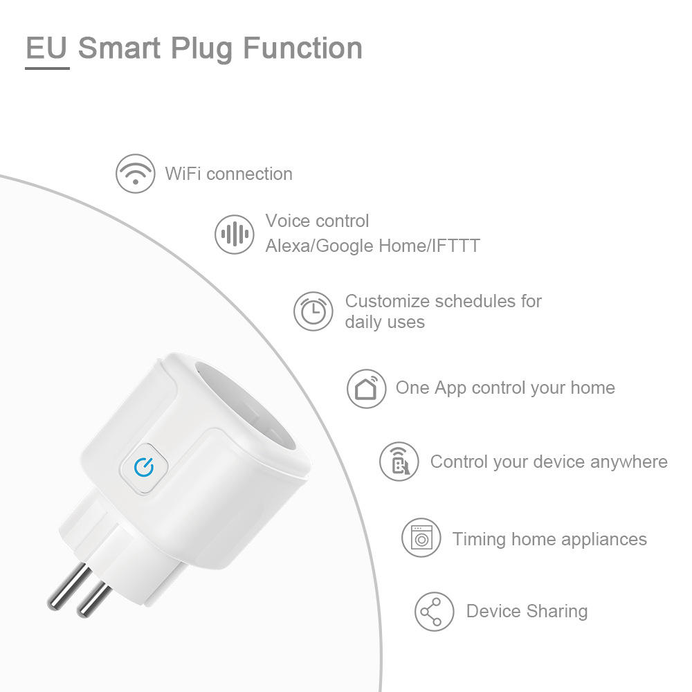 HONPNK Universal 16A Smart Home WiFi Remote Control Timer Power Metering Bar Design EU Smart Power Socket Plug