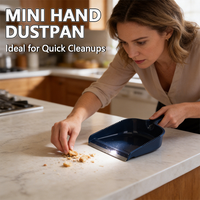 Mini pelle à poussière portative avec dents de peigne - Plastique bleu + bord métallique, idéale pour les comptoirs de cuisine, les bureaux, étanche et facile à nettoyer