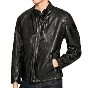 Meilleure vente Veste mince en cuir pour hommes coupe-vent d'hiver réversible, respirant, à col rond, avec appliques, modèles personnalisés, nouveauté - Product Image 1