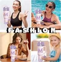Ensemble d'accessoires pour gobelets de 40 oz, 5 pièces : breloques lettres, pailles à nœuds, protège-gobelet en silicone scintillant pour gobelets de 30 oz ou 40 oz (gobelet non inclus)