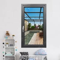 Fenêtre pliante WANJIA moderne en alliage d'aluminium à rupture de pont thermique, double vitrage, en acier inoxydable pour chambre à coucher