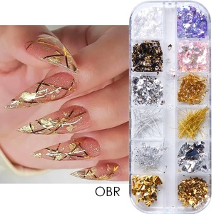 Nuevo Glitter para Uñas <span class=keywords><strong>OBR</strong></span> de 12 Compartimentos, Estilo Japonés, con Láminas de Oro, Plata y Líneas de Seda - Product Image 6