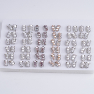 4-5mm trắng/hồng/tím nút hình dạng thật ngọc trai nước ngọt handmade Bông tai đồ trang sức - Product Image 3