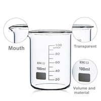 Béchers en verre borosilicate 3.3 de haute qualité, forme basse, 25 ml, 50 ml, 100 ml, 250 ml, 500 ml, résistance aux hautes températures