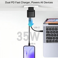 Chargeur GaN 35W PD à prise standard UE, certifié CE, avec protocoles de charge rapide, tête de charge au nitrure de gallium pour voyage, service personnalisé, OVP