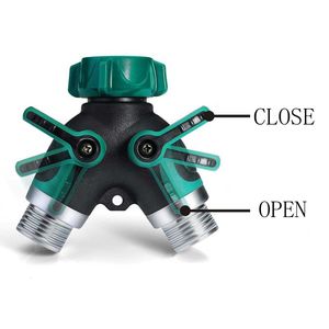重型100% 固定螺栓螺纹易抓Y <span class=keywords><strong>2</strong></span>路全金属体水龙头花园软管分流器，带截止阀 - Product Image 3