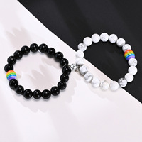 Lgbtq Pride Bracelet perlé Cornaline Blanc Turquoise Pierre naturelle Coeur Sheaped Bracelet fermoir magnétique