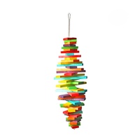 Grand ensemble d'ornements d'oiseaux en bois multicouche coloré avec fonction de suspension automatique Style moderne Pigeons Perroquets Plume Jouet Carton