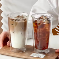 Vente en gros de gobelets en verre à double paroi personnalisés avec logo, 400 ml, pour café, thé, eau, bouteille d'eau