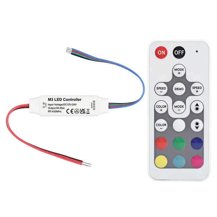 M3 Mini LED Controller Dimmer DC12-24V Single Color Dual White RGB with ...