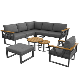 Ensemble <span class=keywords><strong>de</strong></span> canapés modulaires d'extérieur <span class=keywords><strong>de</strong></span> qualité professionnelle AJUNION, en acier galvanisé et WPC, pour hôtels, complexes hôteliers et projets <span class=keywords><strong>de</strong></span> mobilier <span class=keywords><strong>de</strong></span> <span class=keywords><strong>jardin</strong></span>. - Product Image 1