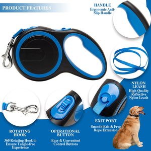 Tali Anjing Dapat Ditarik Tali Anjing 26 Kaki untuk Anjing Kecil Sedang Besar Hingga 110Lbs Pita Nilon Reflektif Yang Kuat - Product Image 2