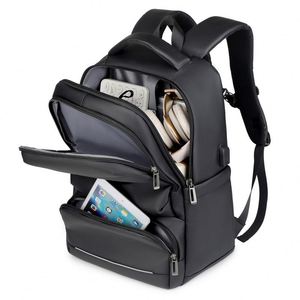 Waterproof Pu Custom logo High Quality Softback Slim Usb Charger 15.6 Inch Travel <b>Bag</b> Business <b>Men</b> Laptop Backpack - Product Image 3