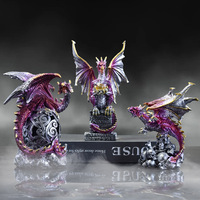 Sculpture de dragon magique d'Halloween transfrontalière, œuvre d'art créative peinte à la main, œuf de lave en résine époxy, art populaire