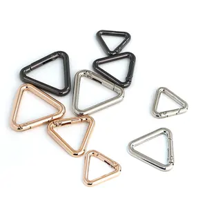 Spring Clasps Openable triangle Carabiner Keychain hook Bag Clips Hook Dog Chain Buckles Connector metal triangle